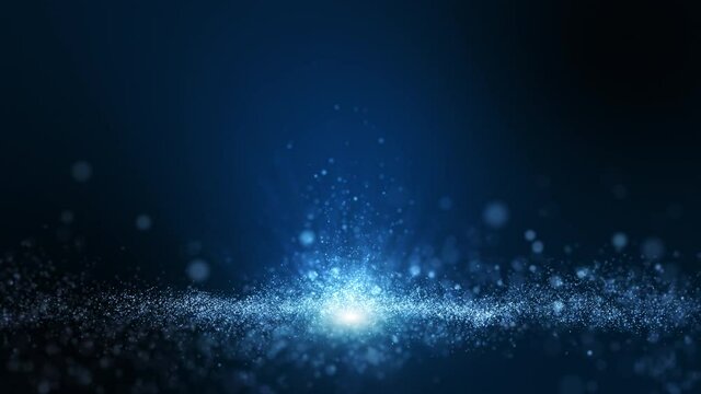 Dark blue and glow particle abstract background light ray beam effect.
