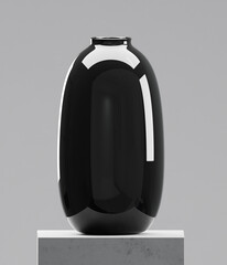 Black vase on cement table