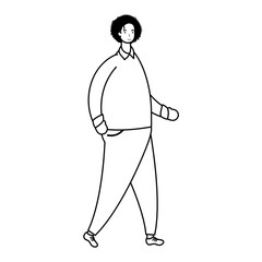 young man male walking avatar character line style