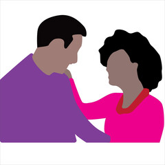 Romantic Couple Flat Design Vector Illustration