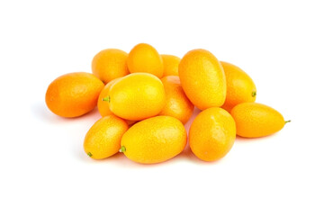 Kumquat, fresh citrus fruits isolated on white background