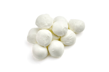 Italian mozzarella cheese balls isolated on white background