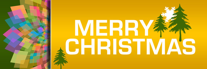Merry Christmas Yellow Left Colorful Floral Horizontal 