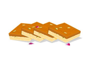 Barfi indian Sweet Dish Food Vector
