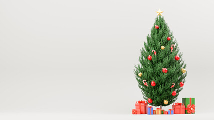 3d render of christmas tree decoration with gift
