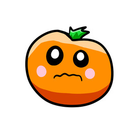 Cartoon Stylized Scared Orange Emoticon