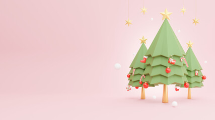 3d render of christmas tree with decoration.