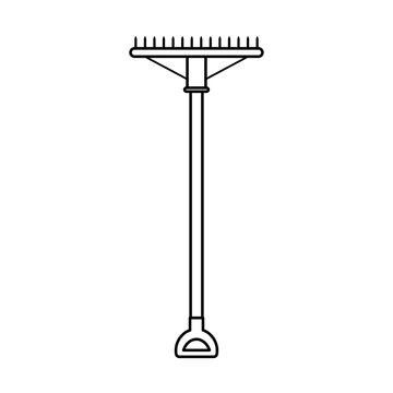 rake gardening tool line style icon