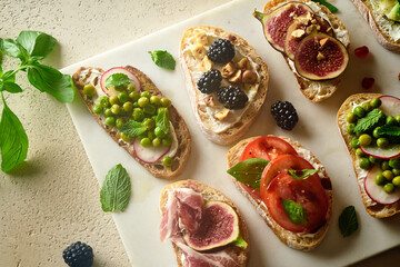 A set of various toasts