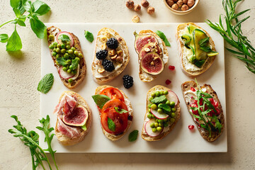 A set of various toasts