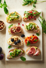A set of various toasts