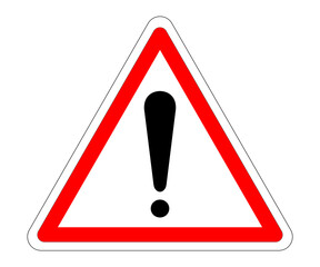 Danger warning sign, triangle frame, red border and white background Vector illustration