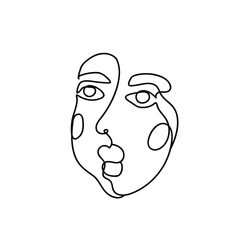stylized woman face in one line.Abstract female portrait.Vector lines modern glamour poster, minimalistic style. Abstract continuous linear art, t shirt print. stylized woman face continuous outline