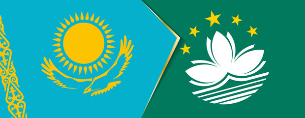 Fototapeta na wymiar Kazakhstan and Macau flags, two vector flags.