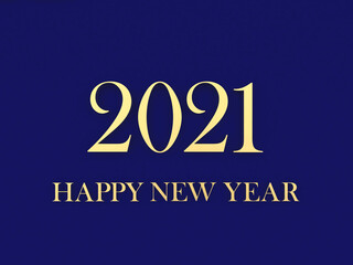 Happy New Year 2021 blue banner. 3d illustration
