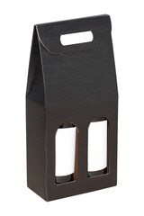 wine carton box  with two bottle of wine inside isolated on white background with clipping path and copy space for your text