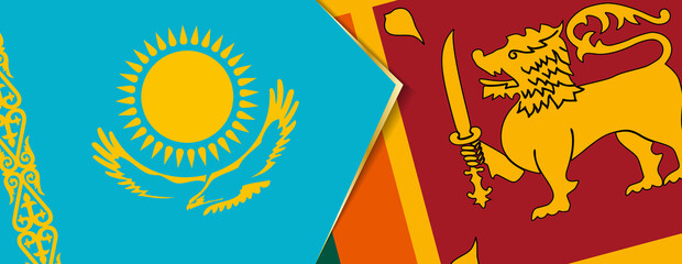 Kazakhstan and Sri Lanka flags, two vector flags.