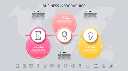 Vector infographic template circles for three labels, diagram, graph, presentation. Business concept with 3 options. For content, steps, workflow, marketing, levels, chart