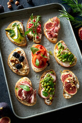 A set of various toasts