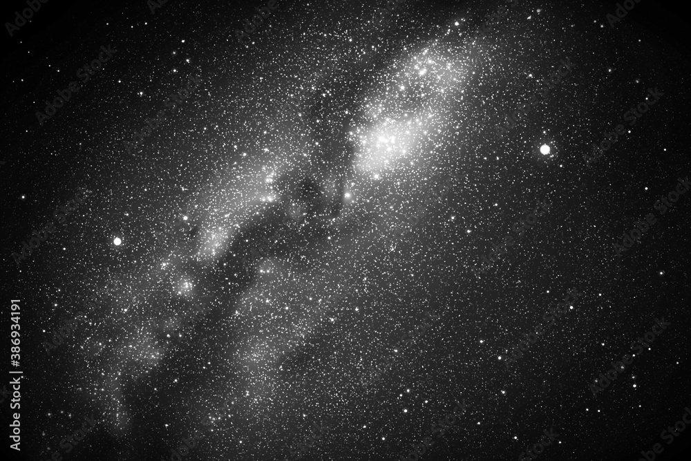 Sticker night starry sky and milky way. black white space background