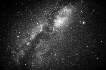 Night starry sky and Milky Way. Black white space background - obrazy, fototapety, plakaty