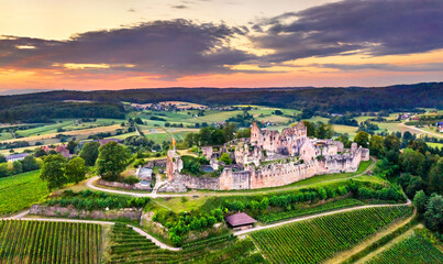 Aerial view of the Hochburg castle in Baden, Germany