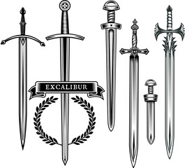 Legendary sword. Excalibur the mythical sword of King
