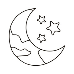 crescent moon with stars night icon