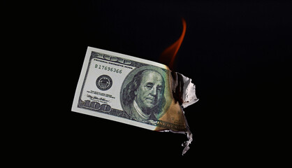 dollar fire money banknote finance
