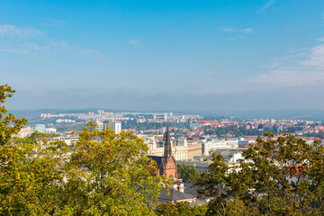 Sanny day over the city of Brno, Morawia, Czech Republic, Europe. View of the old city.