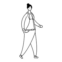 young woman female walking avatar character