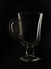 Empty Crystal Dessert Glass Handle Black Background Wine Glass Silhouette