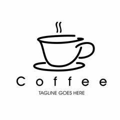 Coffee cup logo . Coffee lineart 