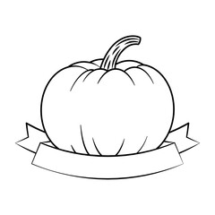 pumpkin autumn fruit seasonal with ribbon frame