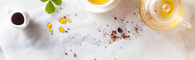 banner of tea party background, empty for copy space