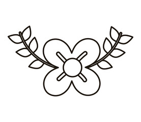 beautiful flower and leafs garden line style icon