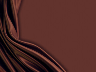 Beautiful elegant wavy brown satin silk luxury cloth fabric texture, abstract background design....
