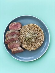 duck fillet with risotto
