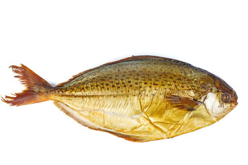 Smoked pompano fish isolated on white background