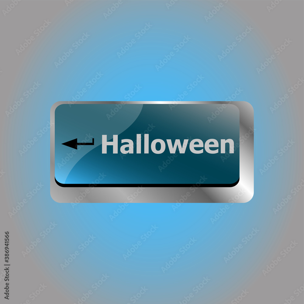 Poster computer keyboard key with key halloween button