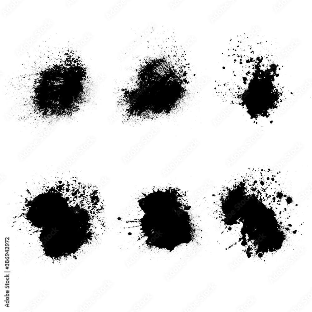 Aufkleber set of black splashes with splashes isolated on white background