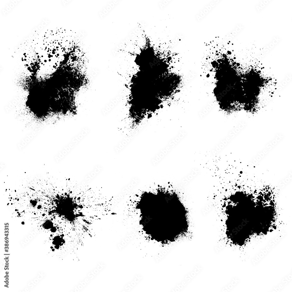 Aufkleber set of black splashes with splashes isolated on white background