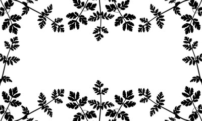 Silhouette of wild plants (weeds), frame. Used clipping mask. Vector illustration.