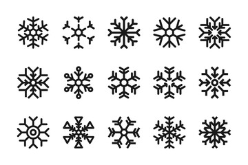 Collection of snowflake icon. Christmas ornament. Winter holidays symbol. Design decoration element