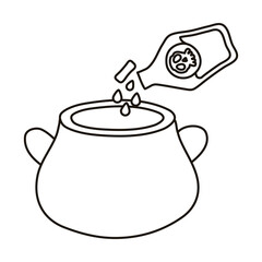 witch spell in flask and cauldron line style icon