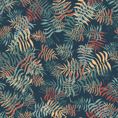 Tropical palm leaves seamless vector pattern. Surface print design for fabrics, stationery, scrapbook paper, gift wrap, home decor, wallpaper, textiles, and packaging.