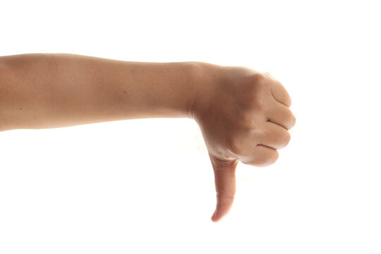 Thumb down hand gesture, isolated on white. Bad review