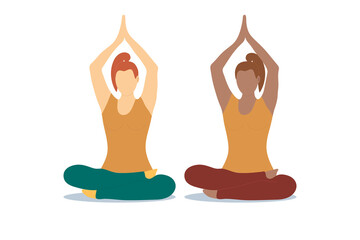 Two girls are engaged in meditation.