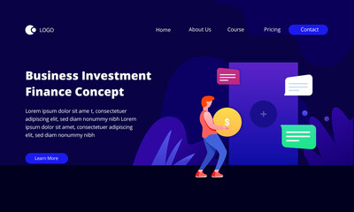 Business Investment Finance Concept. dollar plant coins, graph and chart increase profit. Finance stretching rising up. vector illustration Concept. Landing page template  for website