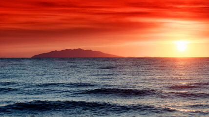 Elba island sunrise in mediterranean sea